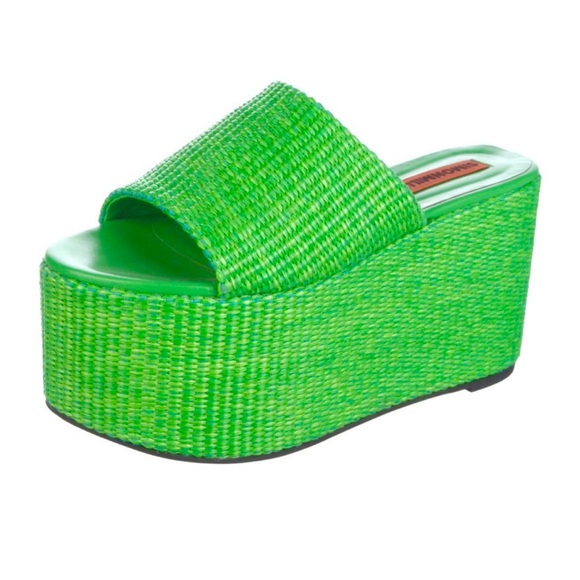 Simon Miller Green Woven Platform Slides - Picture 2 of 5